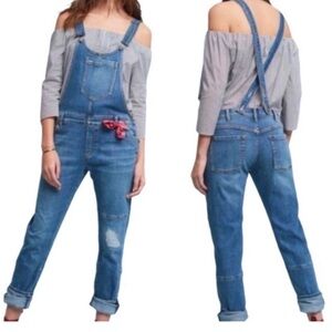 Pilcro Women's Blue Denim Distressed Overalls
